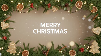 Festive christmas wreath with ornaments and lights