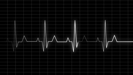 Heartbeat and pulse rate signal neon colorful technology animation on grid background. Electrocardiogram show heart beat line icon animated video on black background. - Powered by Adobe