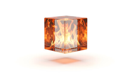 Fiery Cube: A visually striking representation of fire encapsulated within a transparent cube. A symbol of transformation, energy, and the powerful forces of nature.