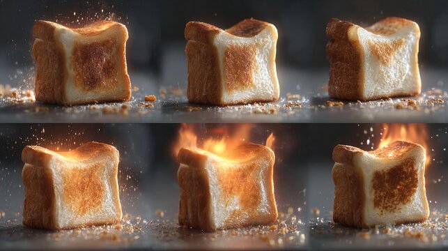 Golden brown toast radiating flavorful energy, perfect for food blogs, breakfast menus, or showcasing culinary perfection and delicious morning meals