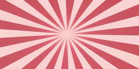Retro red and pink sunburst background with radial lines and rays