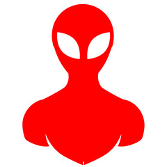Red superhero silhouette icon with a sleek design, minimalist comic-style figure on a transparent background, PNG.