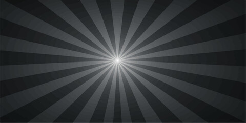 Dramatic black and white sunburst background with central glowing light source