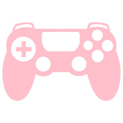 Pink gaming controller icon isolated on a transparent background. Minimalist gamepad vector illustration for digital design and user interfaces.