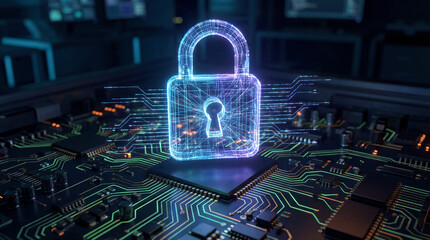 Glowing Padlock Symbol Representing Online Data Protection