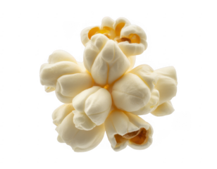 Fluffy popcorn cluster with golden brown centers isolated on a transparent background