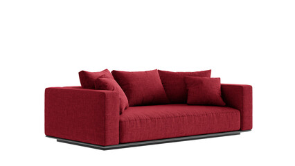 Modern red sofa on an isolated background. Furniture for the interior collages and presentations.
