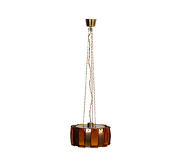 Vintage Brass Amber Glass Ceiling Pendant Lamp