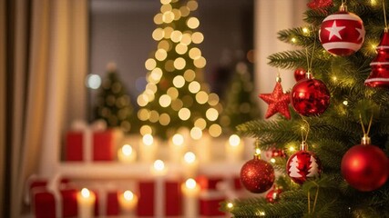 Backwards Motion from Bokeh to Clear Christmas Decor