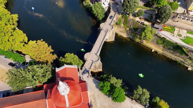 Amarante, Portugal from Above &ndash; Cinematic Drone View of Historic Bridge, Old Town and Riverside Landscape. Portugal Landmarks