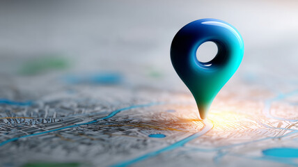 A conceptual representation of a geolocation marker illuminating its mapped position, symbolizing navigation accuracy, route planning and modern digital tracking systems.
