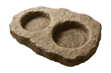 Fossilized sauropod tracks featuring large, circular, and deeply impressed marks.
