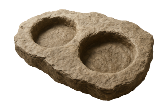 Fossilized sauropod tracks featuring large, circular, and deeply impressed marks.