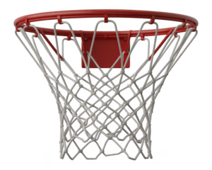 Red basketball hoop with white net isolated on a transparent background 1