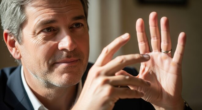 Thoughtful middle-aged man in business attire contemplating and - Powered by Adobe