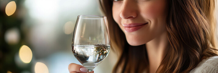 Dry January Theme with Festive Glass of Water for Alcohol Free Celebration Healthy Month