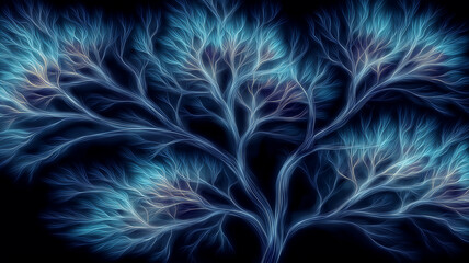 A flowing neural branching system illustrating biological communication pathways and structural complexity within a scientific concept.
