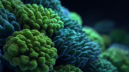 A biological growth formation concept illustrating complex clustered structures representing expansion adaptation and the intricate behavior of living systems.
