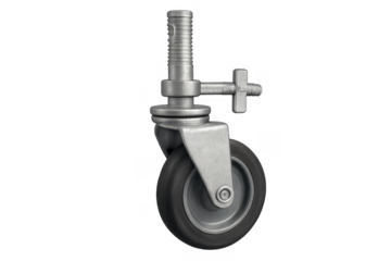 Industrial caster wheel with metal construction and transparent background