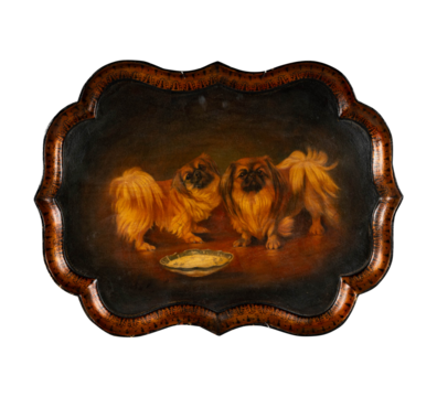 Vintage Canine Painting in Ornate Wooden Frame - Classic Pet Art PNG