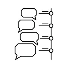 Chat bubble timeline for communication and message history icon.