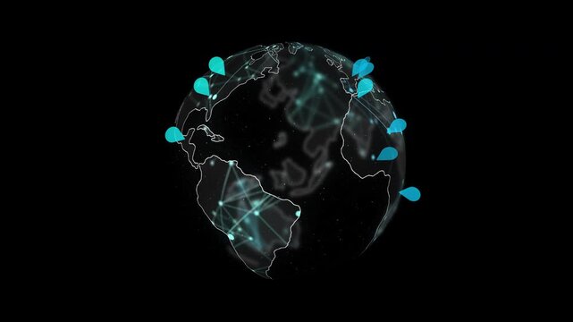 blue Earth globe holo Animation for infographics and intros with alpha channel