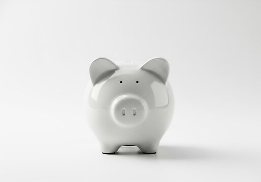 A simple white piggy bank representing financial security and savings