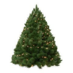 Fototapeta premium Christmas tree decorated with warm lights isolated on white background