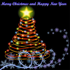 abstract christmas tree with stars