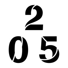 Stylized Year Numbers Two Zero Five Three Silhouette Set