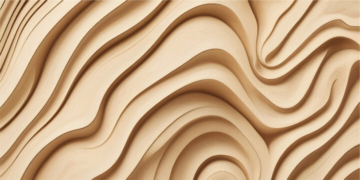 Smooth chocolate and cream milk wave illustration on brown wood texture backdrop