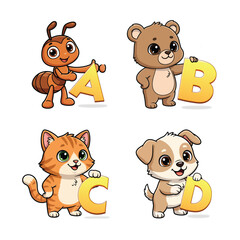 Cute ABCD Alphabet Animals – Cartoon Characters for Kids Learning