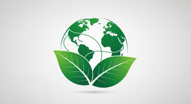 Green globe and leaves icon representing ecology