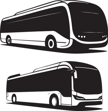 Black And White Bus Vector Illustrations For Transportation