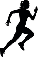 Woman runner silhouette sprinting
