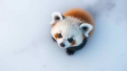 Obraz premium Adorable red panda looking up with hopeful eyes