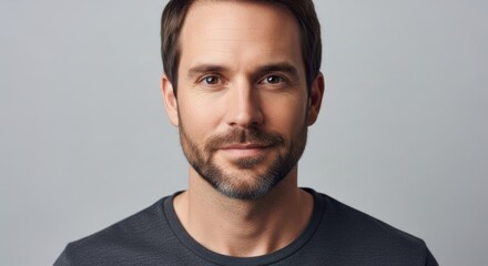 Close-up portrait of a confident man with a gentle smile and neatly
