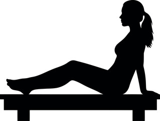 Fototapeta premium Silhouette woman relaxing on bench