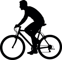Obraz premium Cyclist silhouette active man riding bicycle
