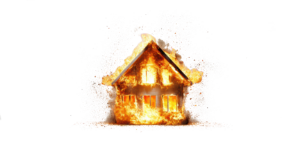 Burning House on Transparent Background