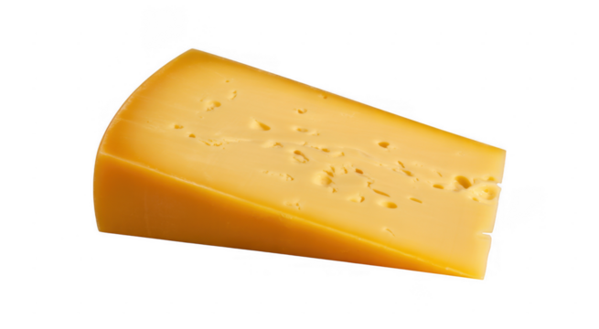 Wedge of yellow cheese with holes isolated on a transparent background - Powered by Adobe