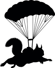 Squirrel skydiving silhouette
