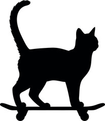 Black cat silhouette on skateboard