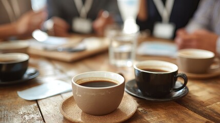 Intense coffee break fuels team collaboration and strategic planning in a relaxed, rustic setting for a productive meeting session with colleagues