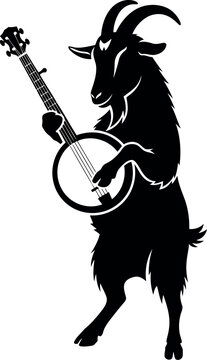 Goat playing banjo silhouette
