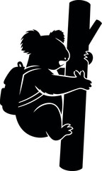 Koala silhouette climbing tree backpack