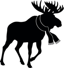Moose silhouette with scarf winter wildlife