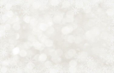 Christmas background with snowflakes frame and white bokeh