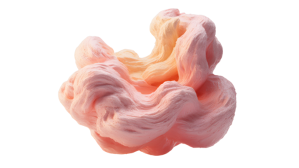 Abstract pink and orange fluffy form on white isolated on transparent background