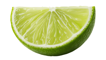 Fresh green lime wedge isolated on transparent background